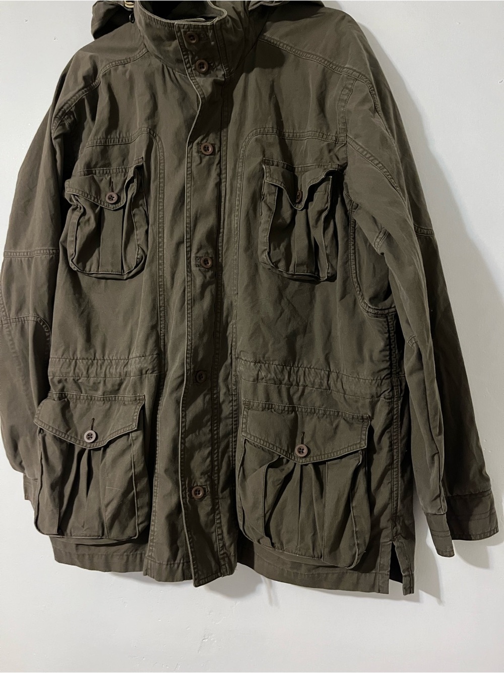 L.L. Bean Olive Green Military Field Jacket - Hood - Picture 3 of 12
